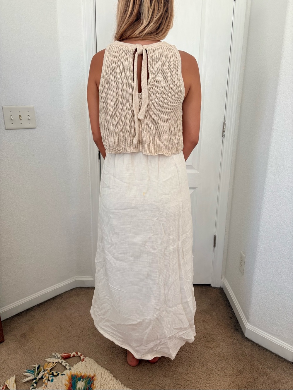 Anthropologie Cream Maxi Dress with Knit Bodice by Moth - Picture 3 of 7
